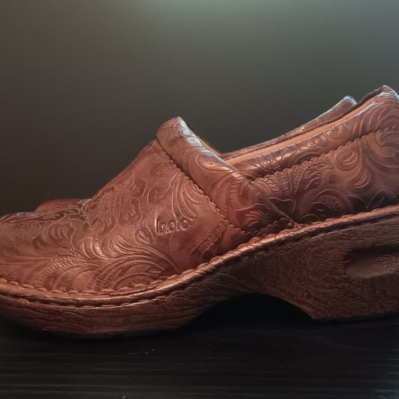 BOLO Brown Paisley / Lace Slip-on Women's Clogs Size 6 - Picture 6 of 10
